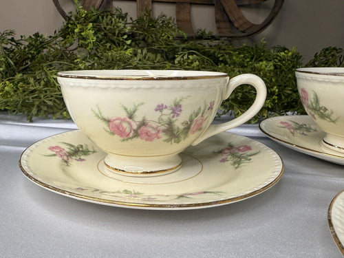 Homer Laughlin eggshell 6 inch saucer and teacup set