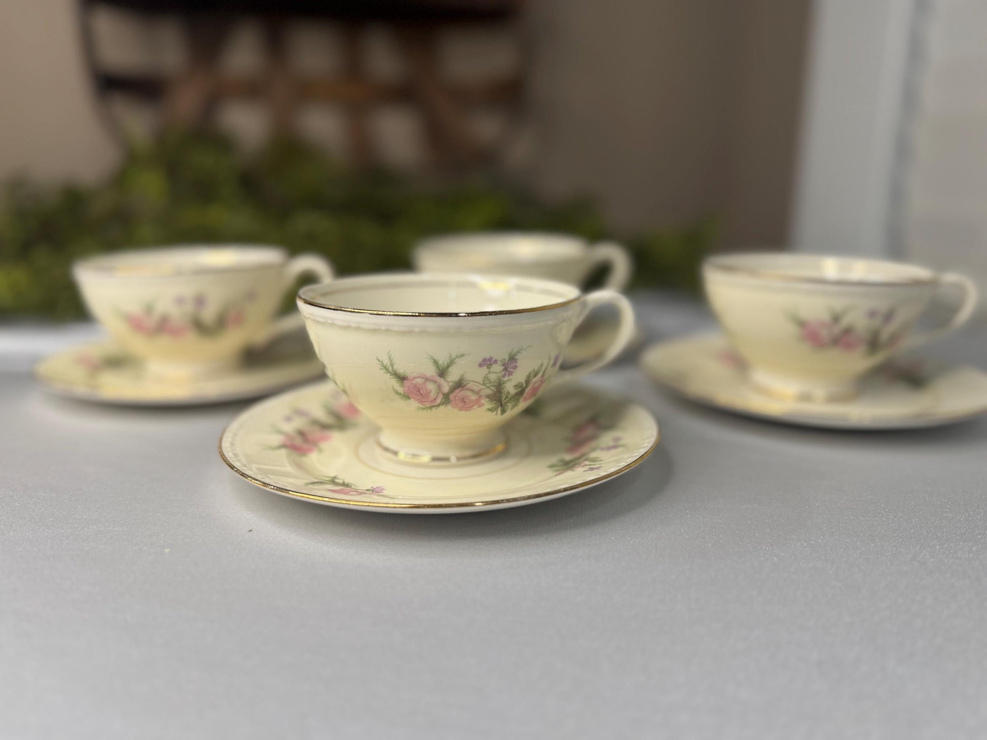Homer Laughlin eggshell 6 inch saucer and teacup set