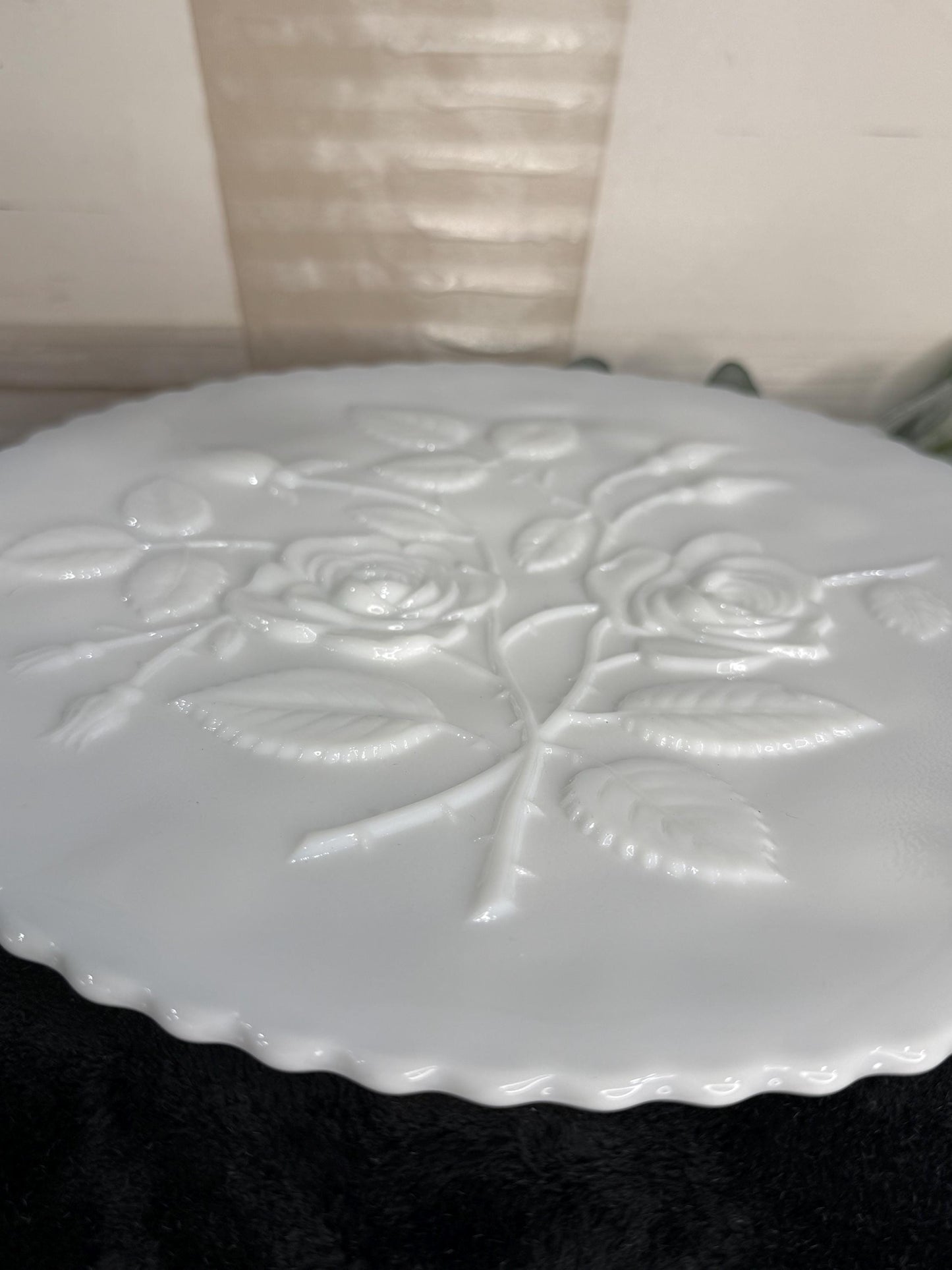Imperial Glass Rose Milk Glass Canape Plate  11”