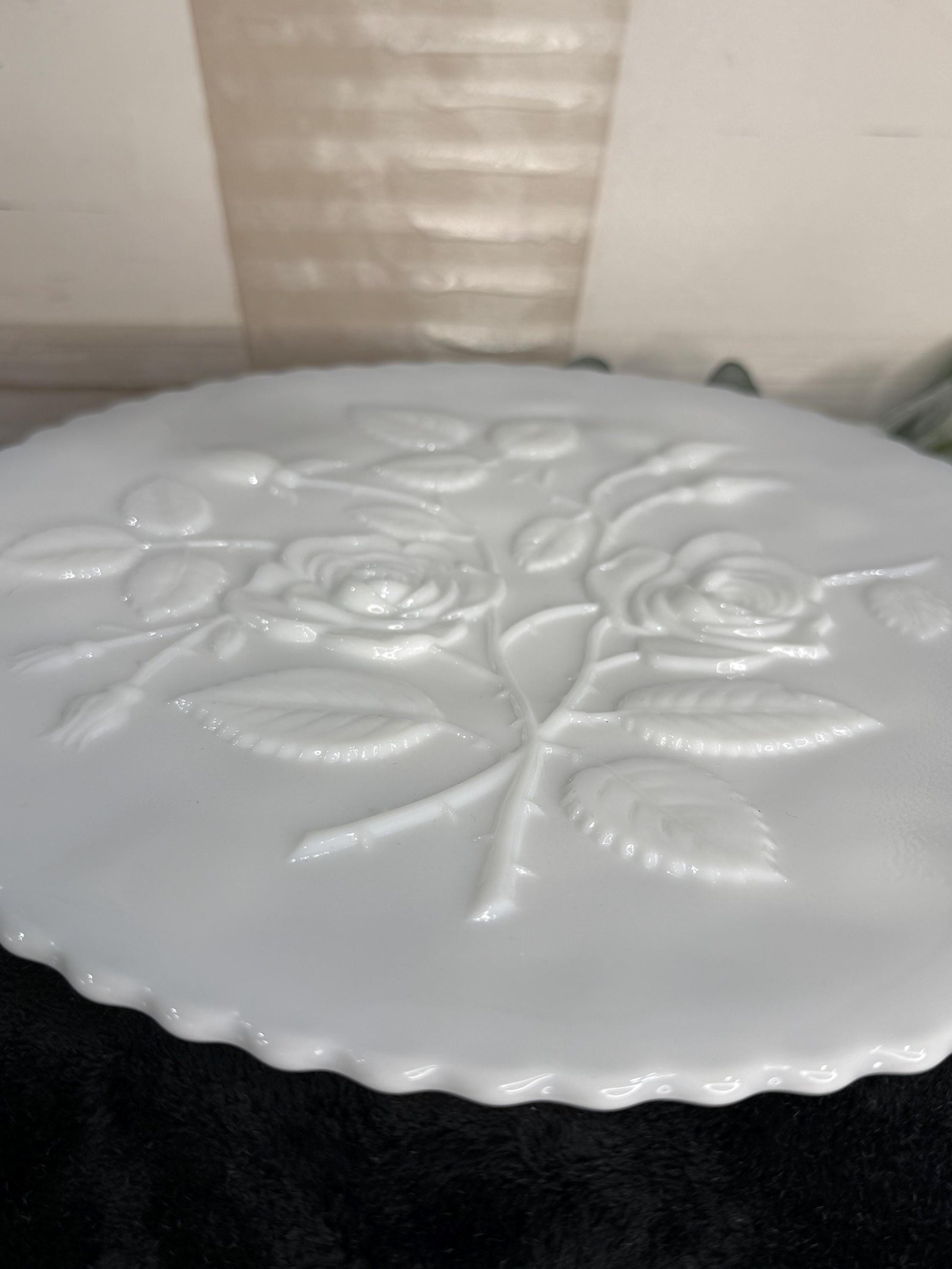 Imperial Glass Rose Milk Glass Canape Plate  11”