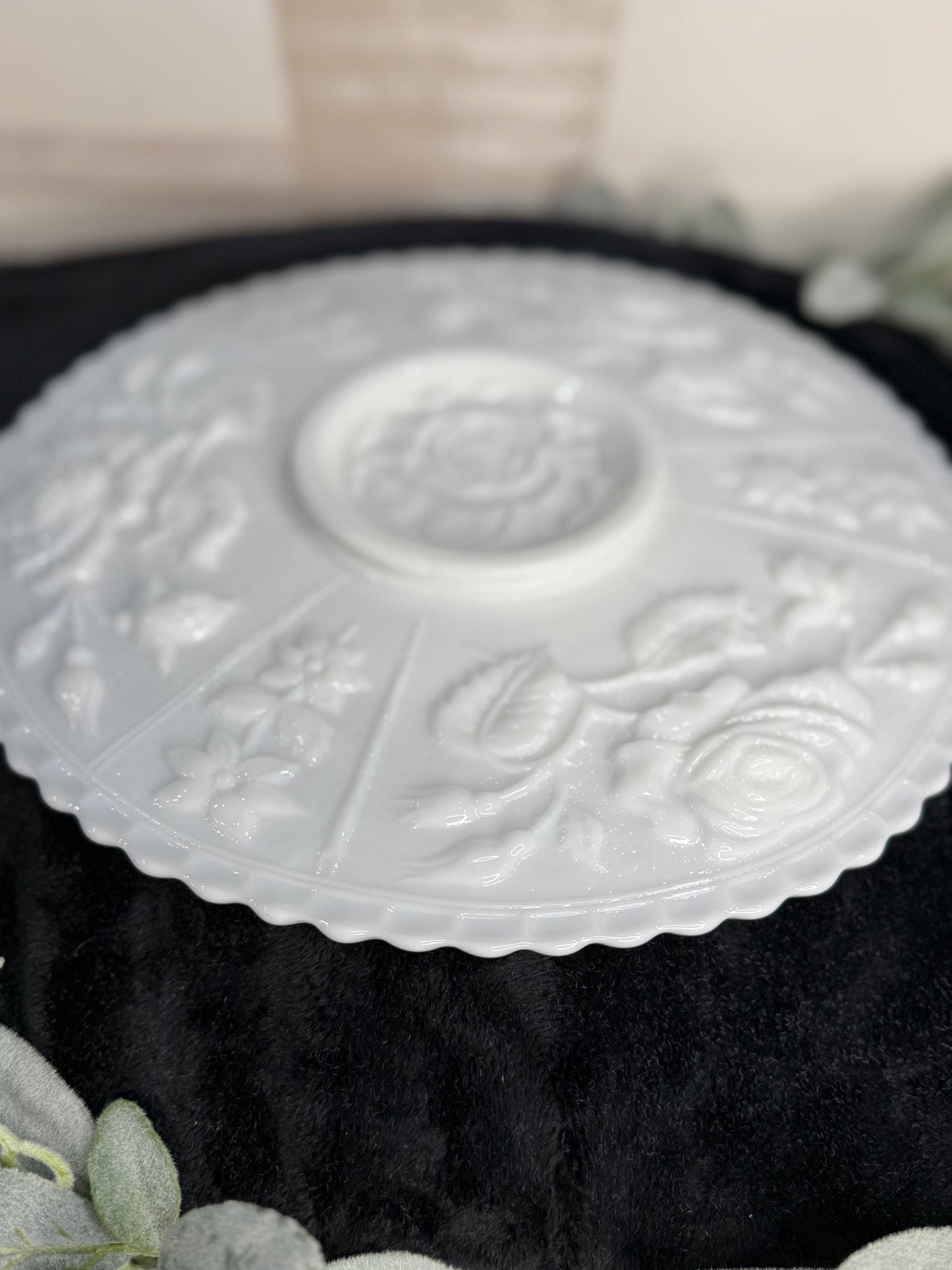 Imperial Glass Rose Milk Glass Canape Plate  11”