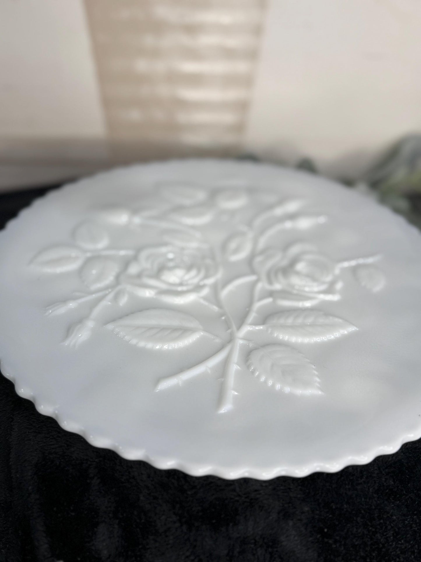 Imperial Glass Rose Milk Glass Canape Plate  11”