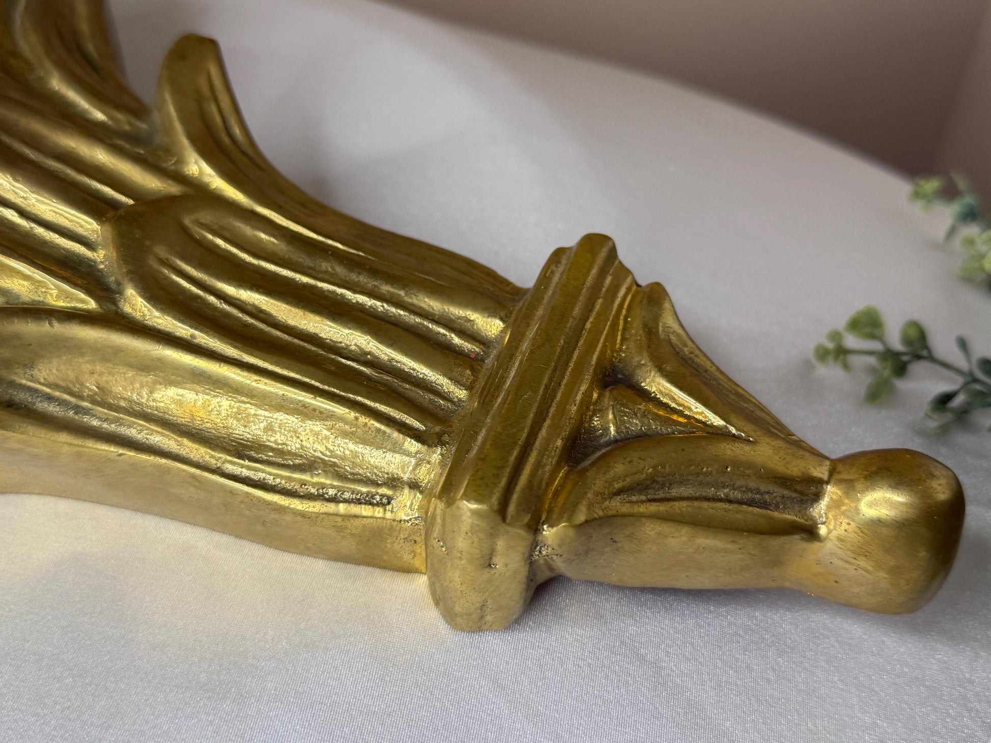 Italian Neoclassical Corinthian Style solid brass wall Bracket Shelf by Hollywood Regency