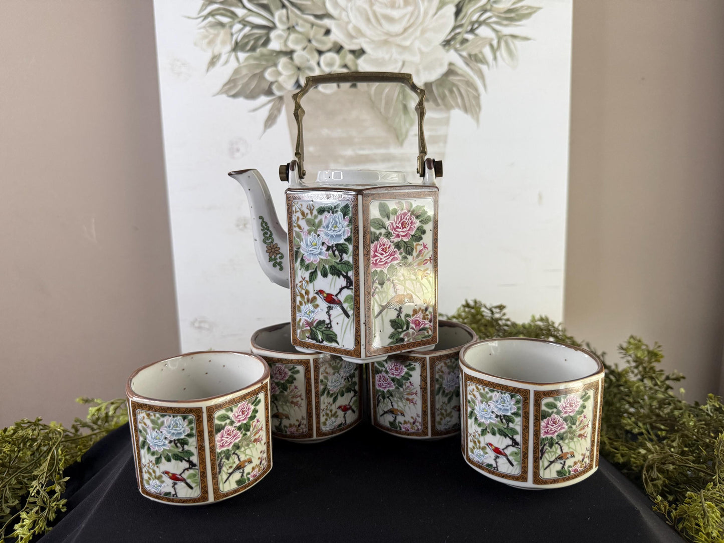 Japanese Andrea by Sadek hexagon teapot and 4 cups