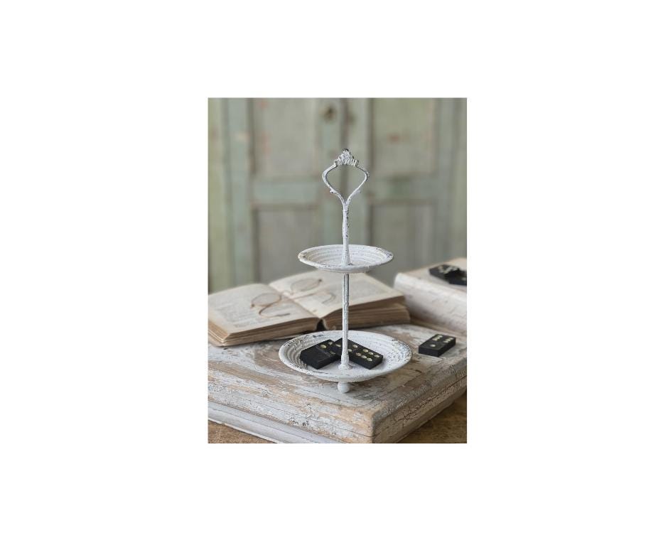 Pale Panache Two Tier Stand | 10.5" | Cream|
