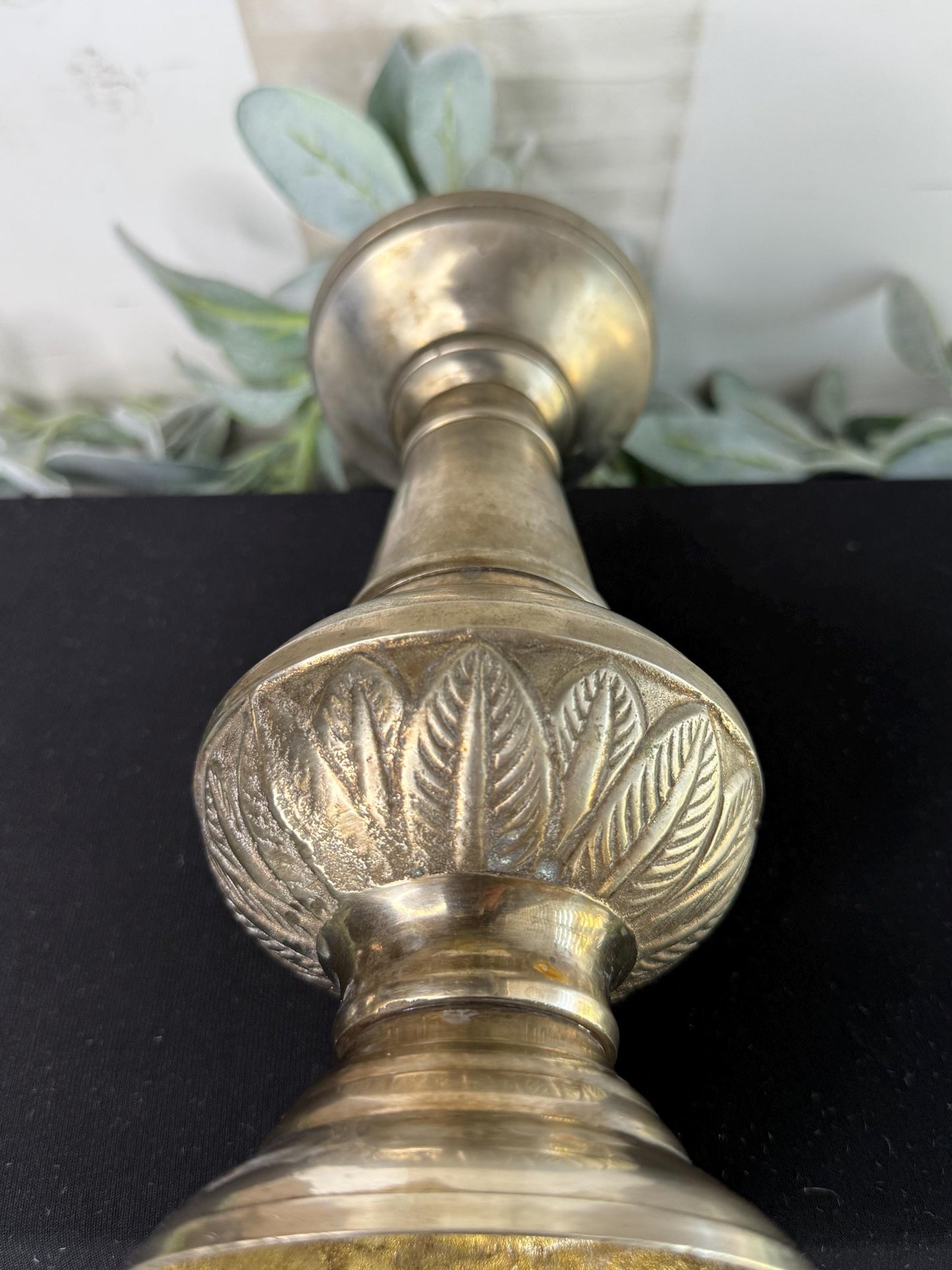 Patina Candle Holder: Metal or Pewter, 8.5" Tall