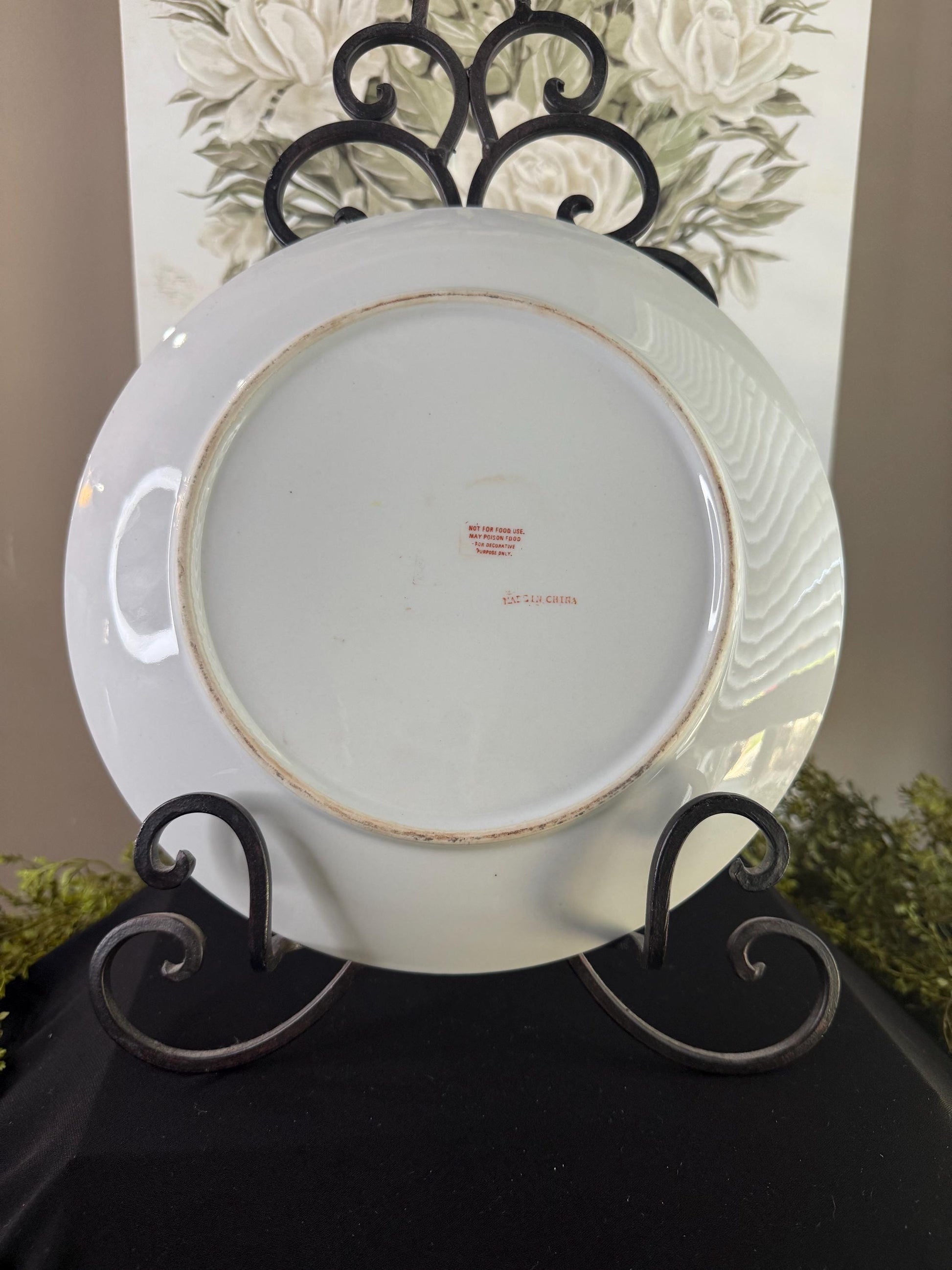 Porcelain embellished rose plate