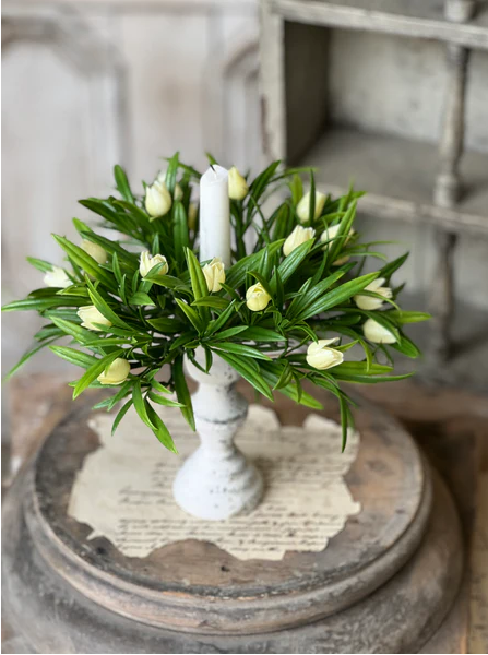 1" Teacup Tulip Candle Ring | Cream