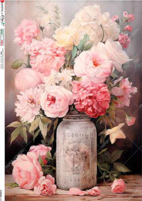 Paper Designs Pink Flowers in a Mason Jar