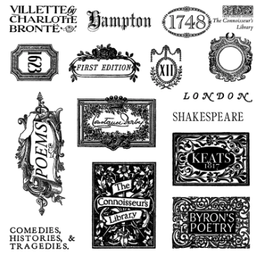The Connoisseur's Library Labels 6x6 IOD Stamp™