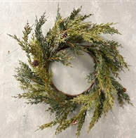 Real Touch Cypress Wreath w/Mini Cones 18''