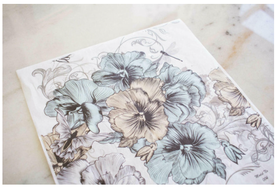 Blue and Yellow Floral - Rice Decoupage Paper
