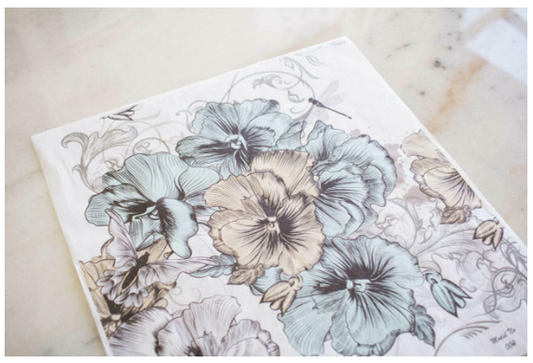 Blue and Yellow Floral - Rice Decoupage Paper