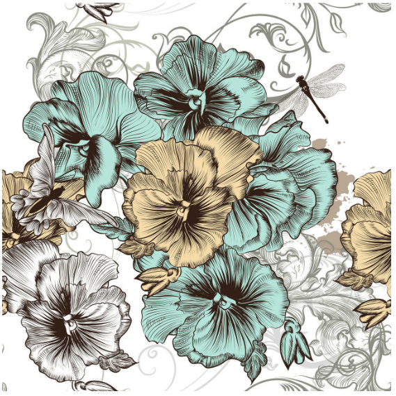 Blue and Yellow Floral - Rice Decoupage Paper