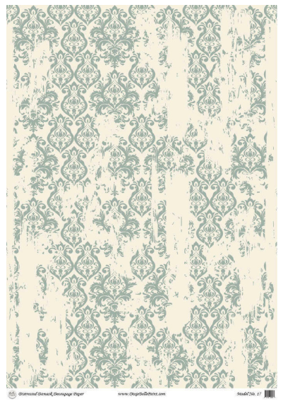 Distressed Damask - A1 Rice Decoupage Paper