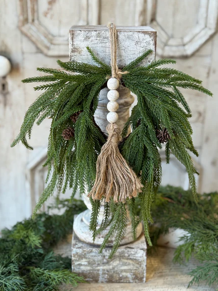 Tassel Tied Ornament | White Wash