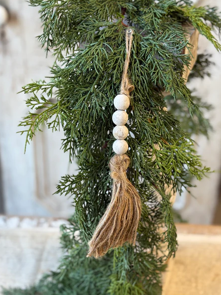 Tassel Tied Ornament | White Wash