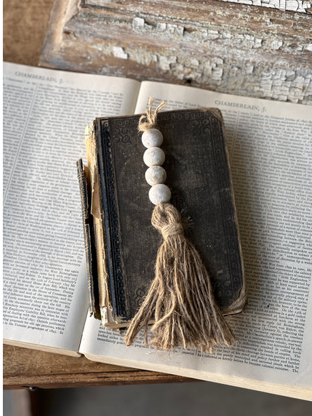 Tassel Tied Ornament | White Wash