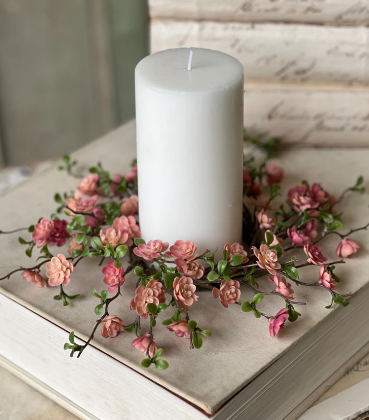 3" Qunice Blooms Candle Ring - Light Pink
