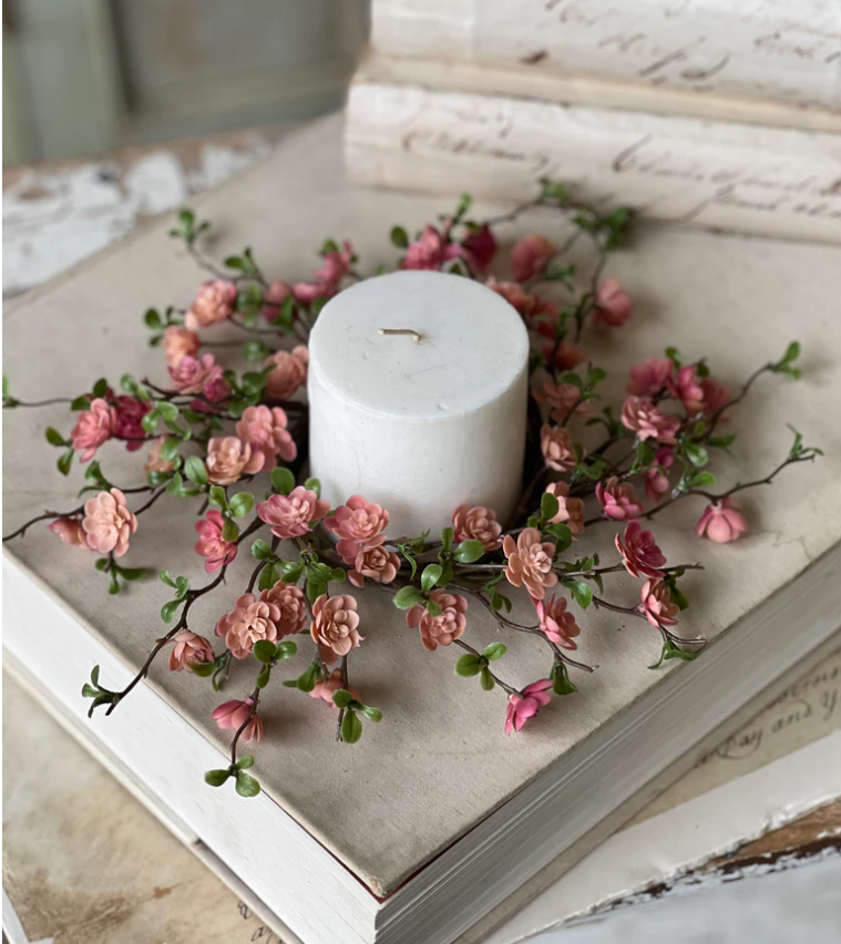 3" Qunice Blooms Candle Ring - Light Pink