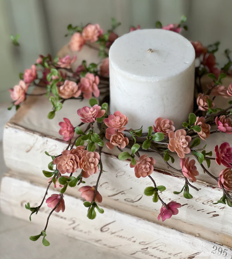 3" Qunice Blooms Candle Ring - Light Pink