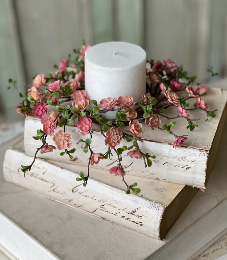 3" Qunice Blooms Candle Ring - Light Pink