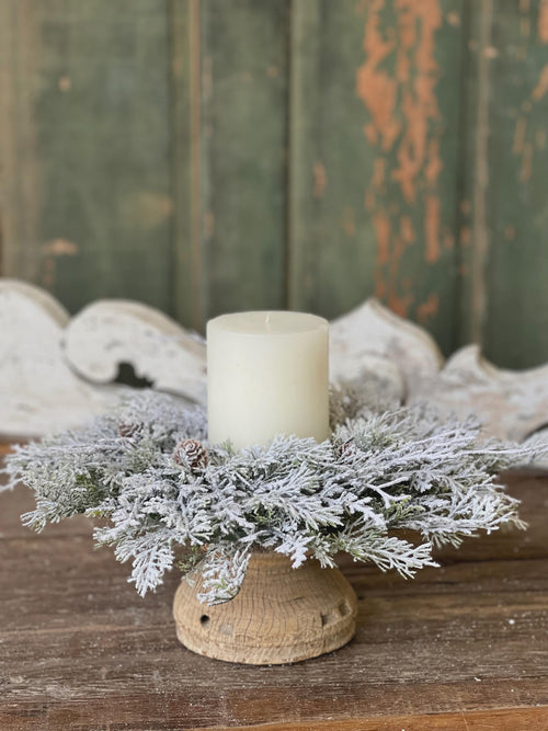 Snowy Nobility Cedar Candle Ring | 16" |