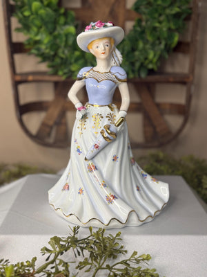Victorian Lady with Roses fine porcelain wind up music box