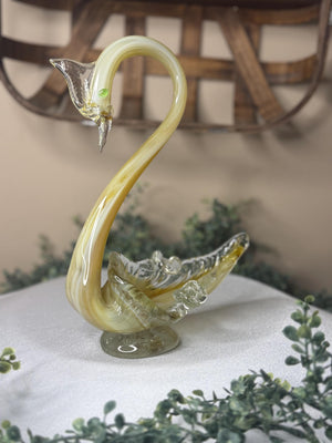 Vintage Hand-blown Art Glass Swan Murano-Style