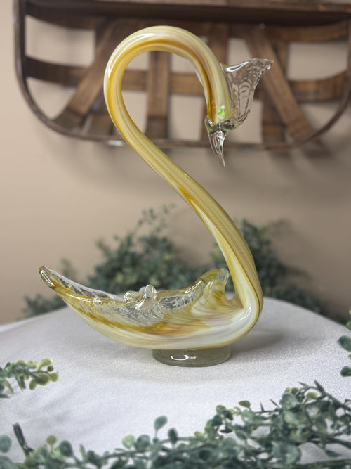 Vintage Hand-blown Art Glass Swan Murano-Style