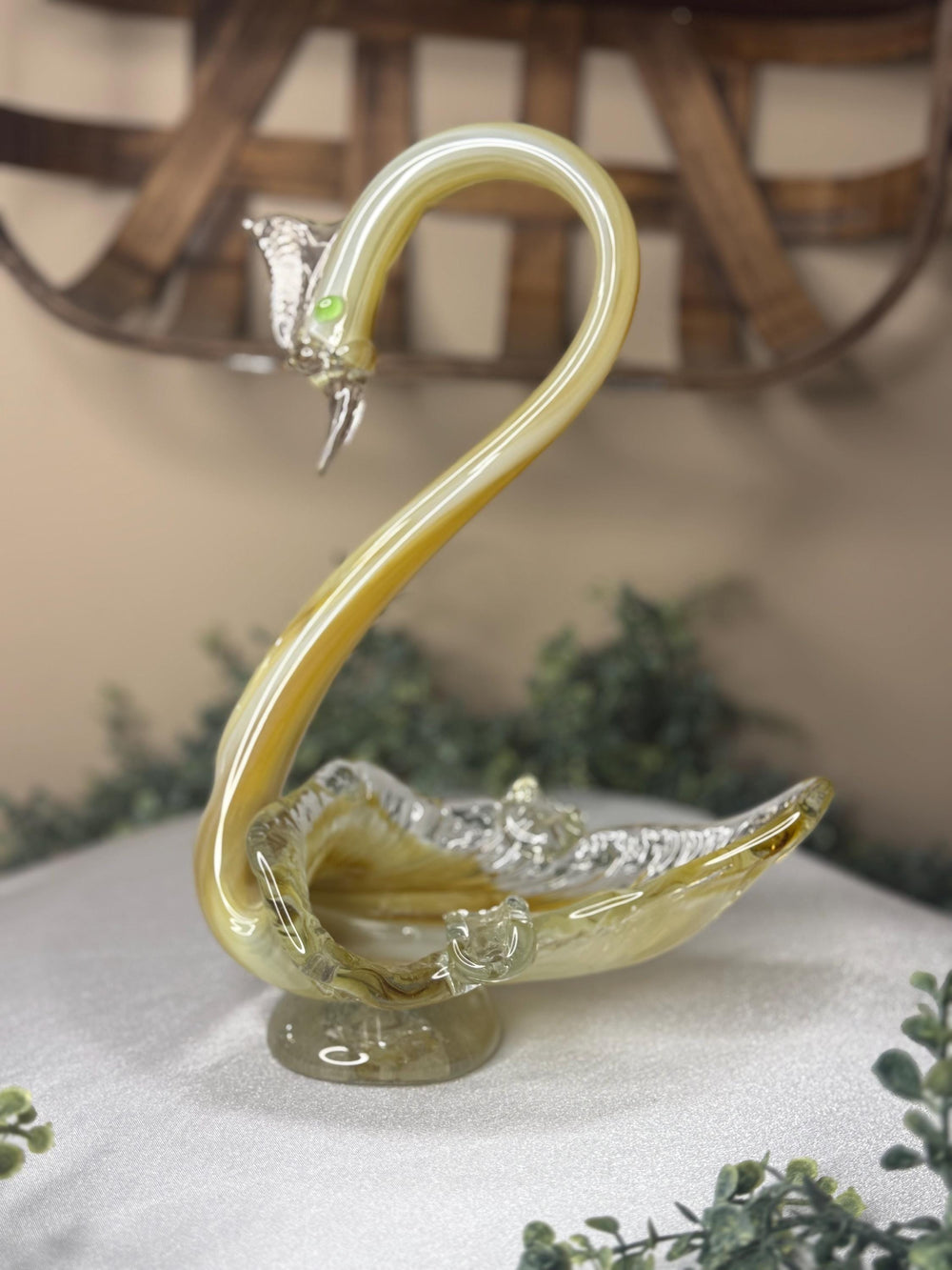 Vintage Hand-blown Art Glass Swan Murano-Style