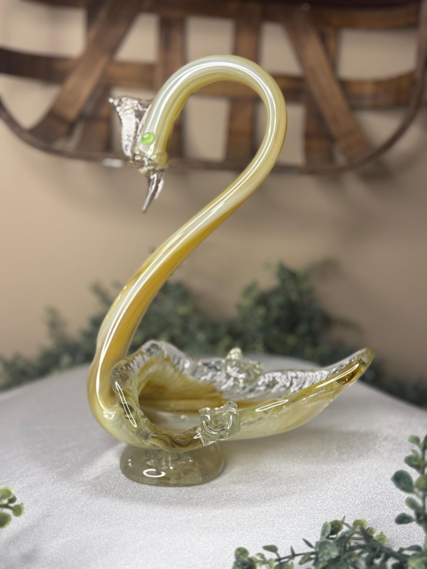 Vintage Hand-blown Art Glass Swan Murano-Style