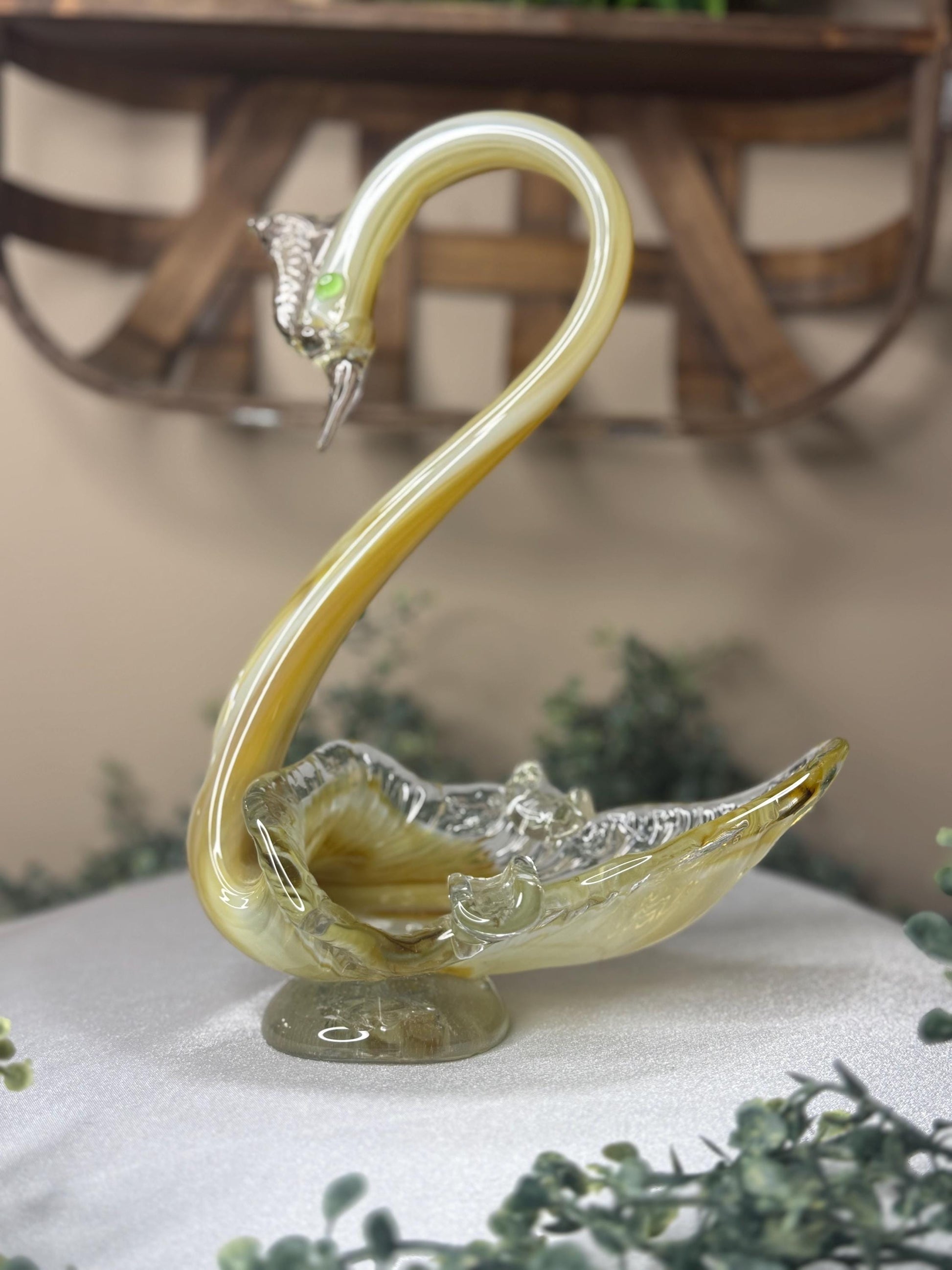 Vintage Hand-blown Art Glass Swan Murano-Style