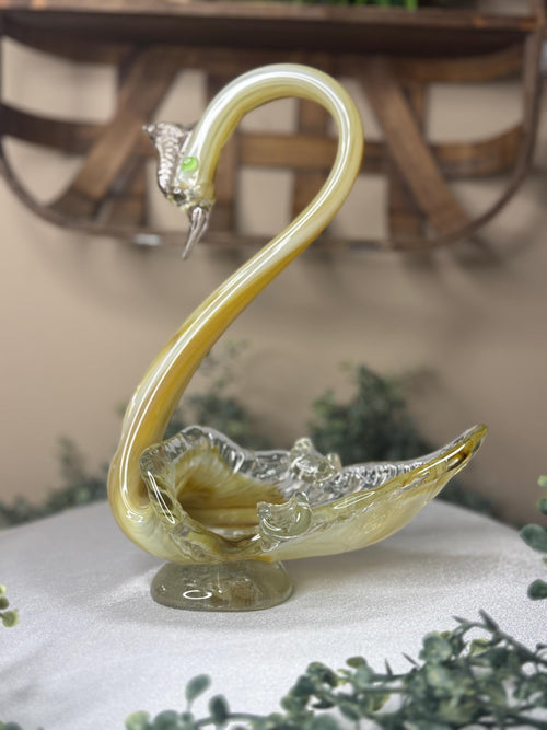 Vintage Hand-blown Art Glass Swan Murano-Style