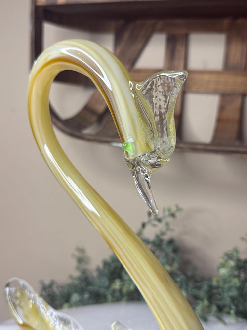 Vintage Hand-blown Art Glass Swan Murano-Style