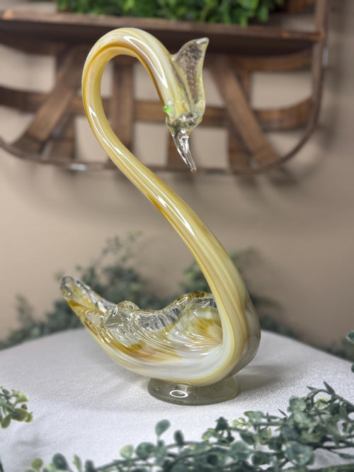 Vintage Hand-blown Art Glass Swan Murano-Style