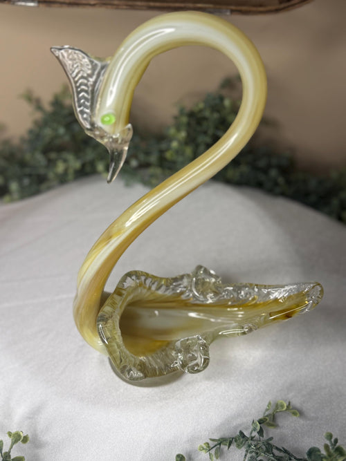 Vintage Hand-blown Art Glass Swan Murano-Style
