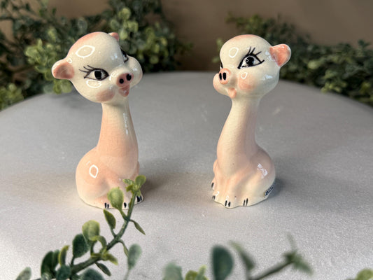 Vintage Long neck Pigs salt and pepper set - rare find