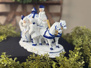 Vintage Porcelain Victorian Horse & Carriage Figurine