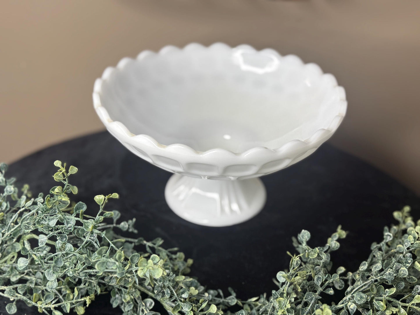 Vintage Westmoreland milk glass pedestal bowl. Honeycomb pattern