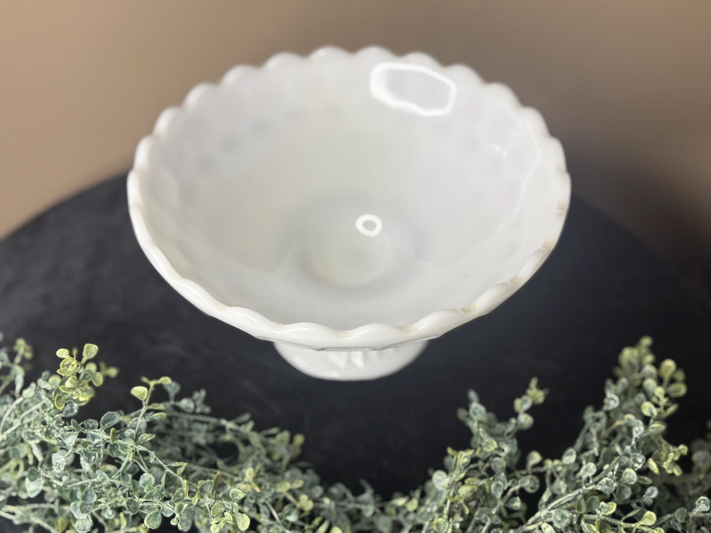 Vintage Westmoreland milk glass pedestal bowl. Honeycomb pattern