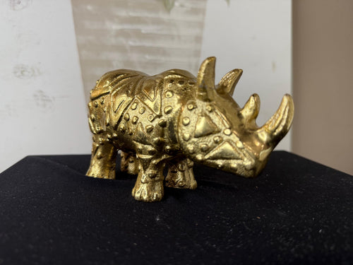 Brass MCM Rhino Cast Figure Sculpture 6" Long