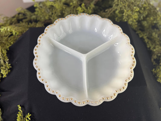 Vintage Anchor Hocking forming milk glass divided relish tray
