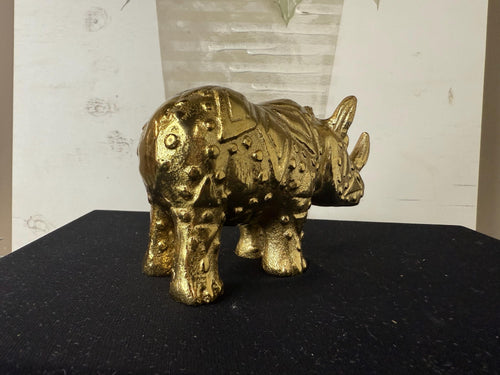 Brass MCM Rhino Cast Figure Sculpture 6" Long