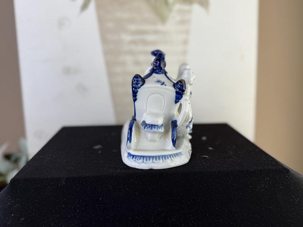 Vintage Porcelain Victorian Horse & Carriage Figurine