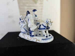 Vintage Porcelain Victorian Horse & Carriage Figurine
