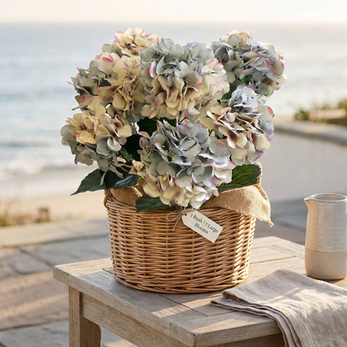Hydrangea Silk Flowers Plant, Lavender Blue, Indoor Home