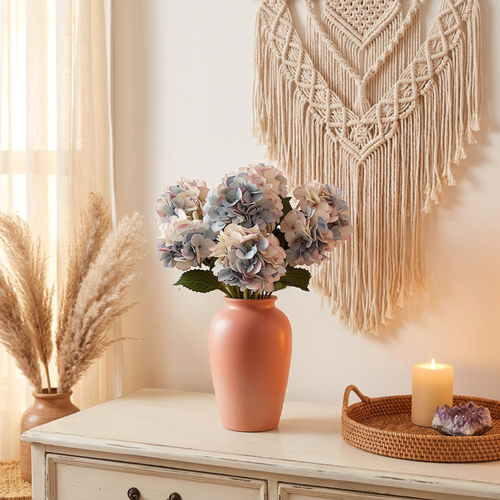 Hydrangea Silk Flowers Plant, Lavender Blue, Indoor Home