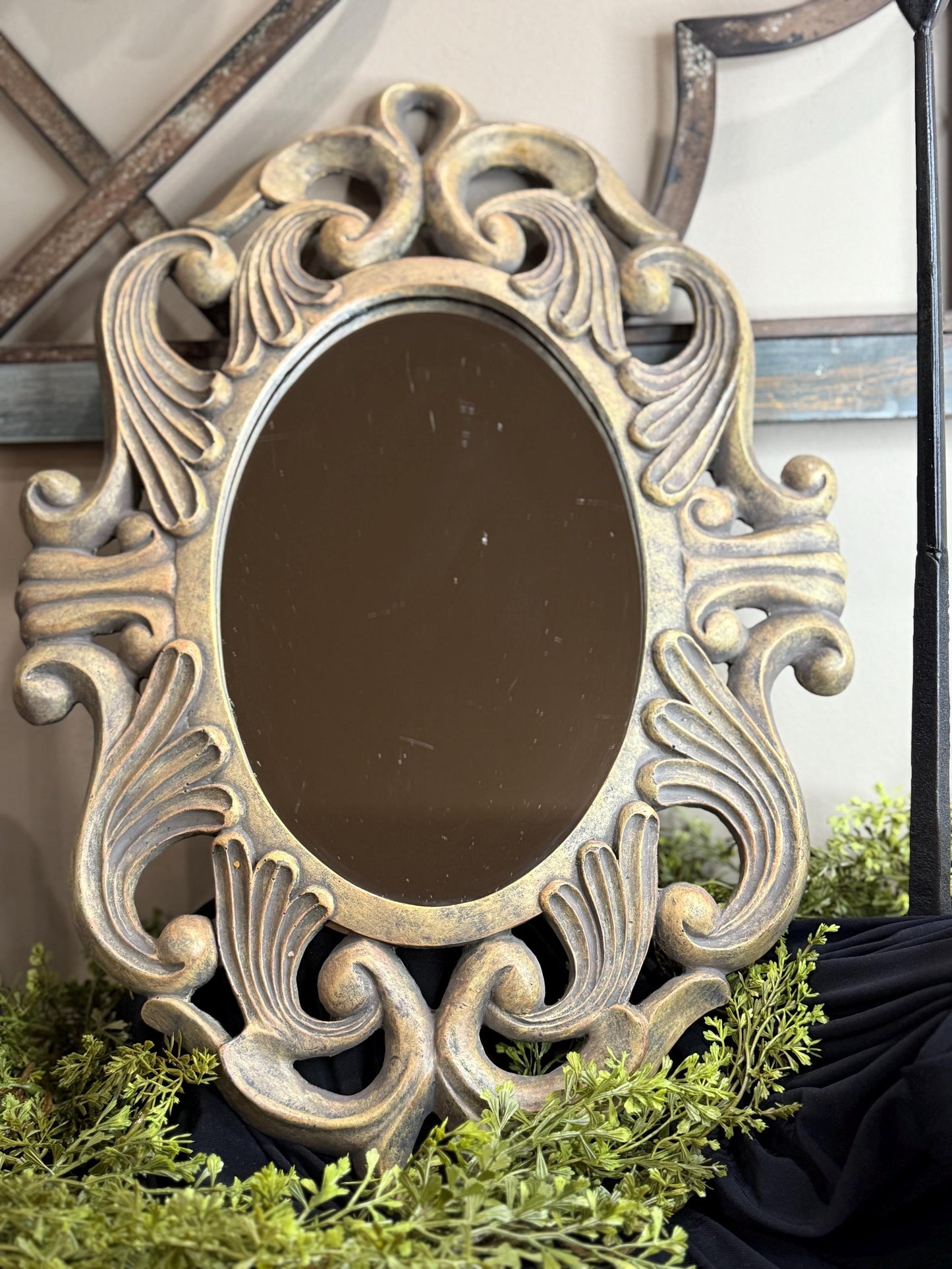 Ornate plaster mirror