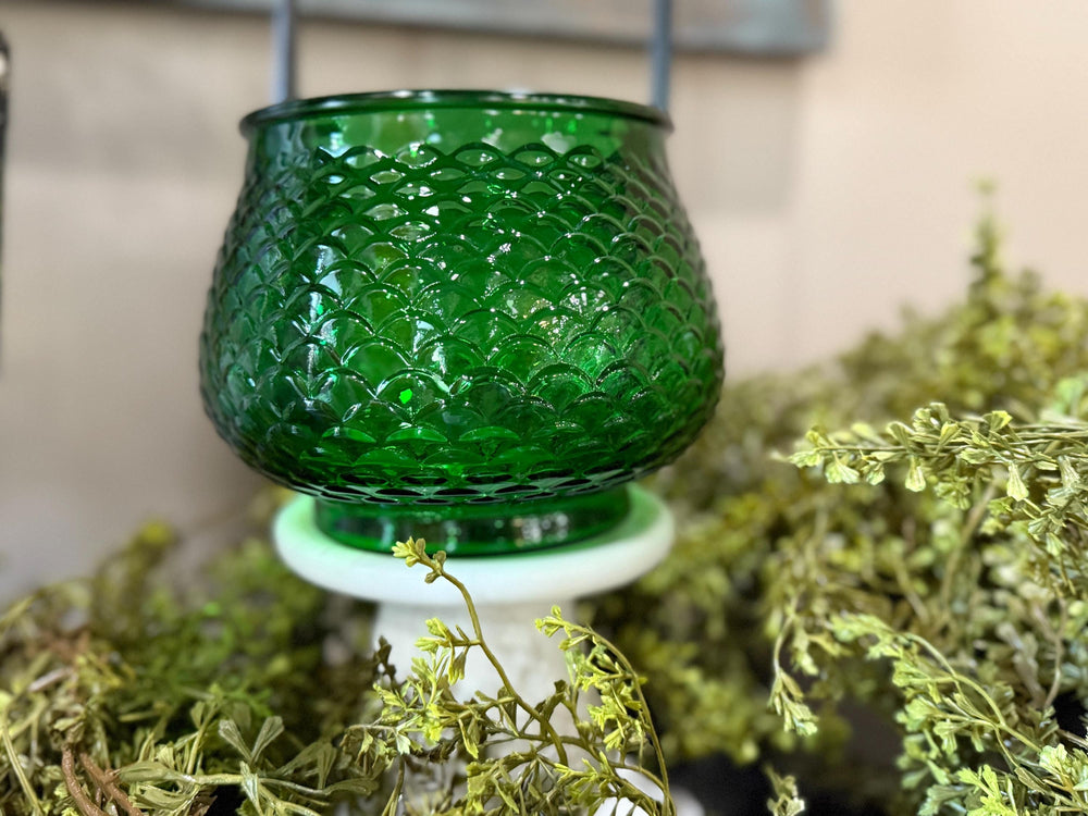 Vintage EO Brody emerald fish scale bowl